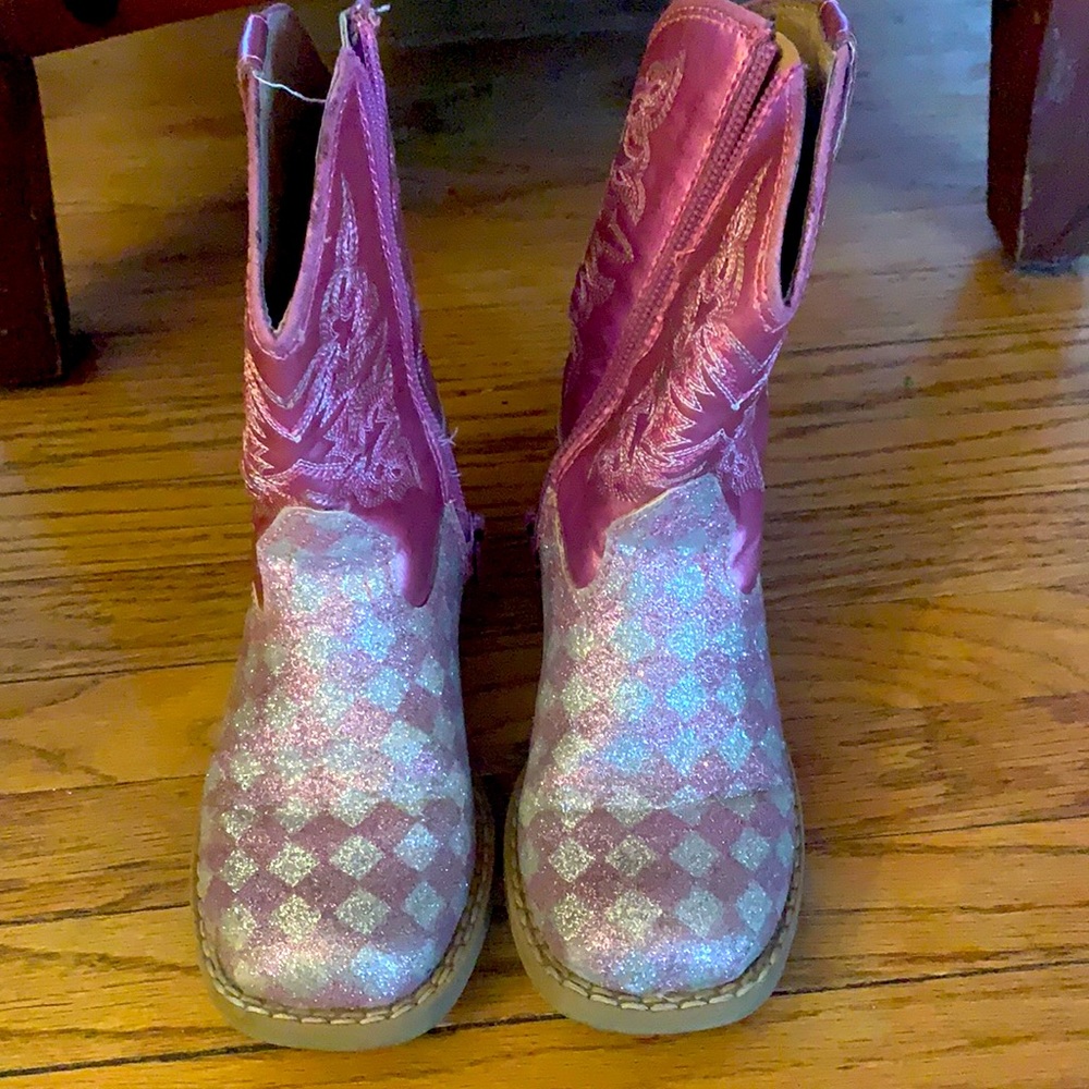 Sparkly Pink Toddler Cowgirl Boots (Roper)